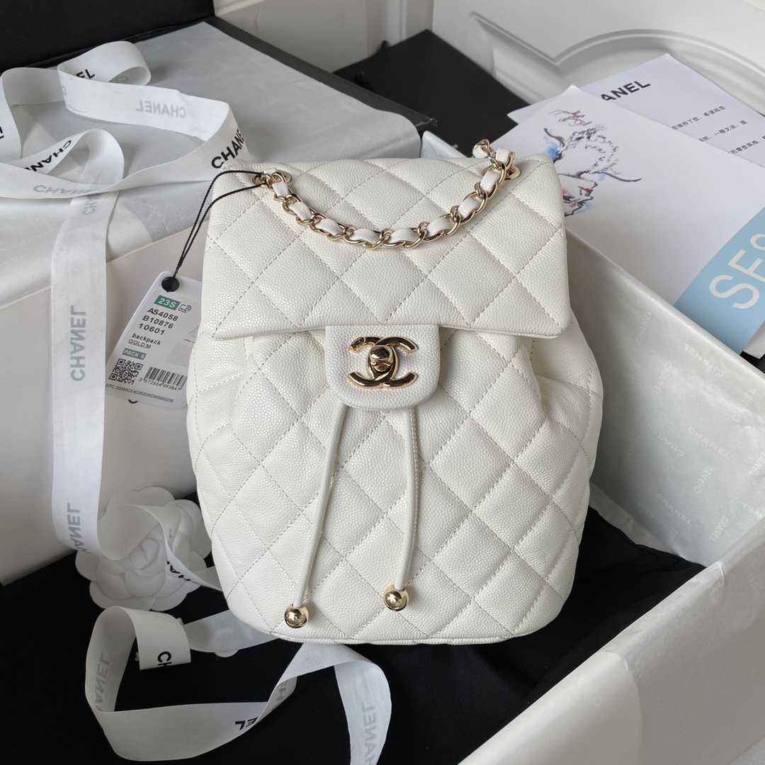 Caviar Leather Mini Backpack AS4058 White